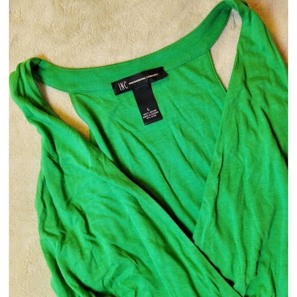 INC Womans Maxi GREEN Sundress Beach Cover FLORAL Accent Print STRETCH size Lg - Picture 8 of 8